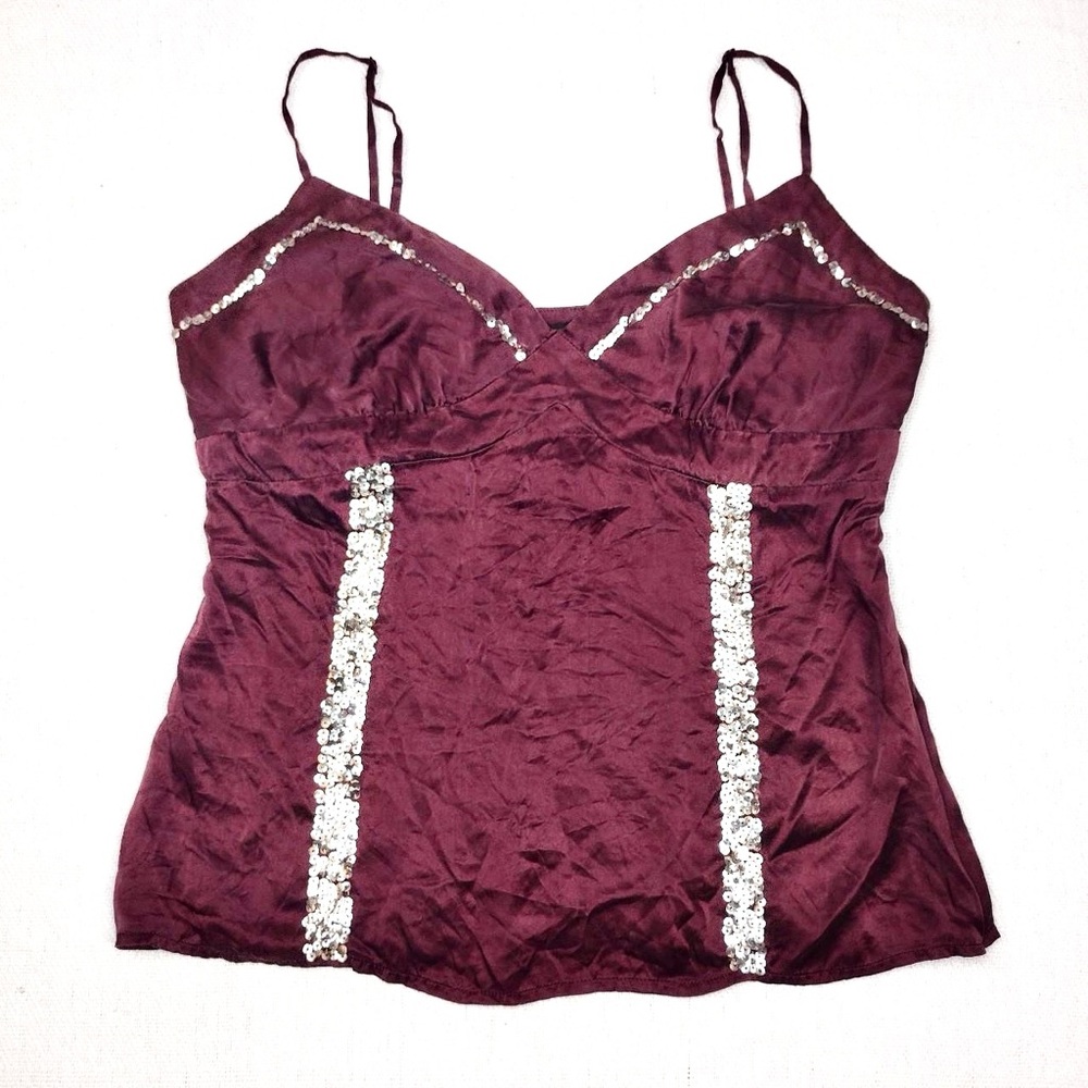 Vintage Guess early 2000s top .Elegant Burgundy Sequin Women's Top